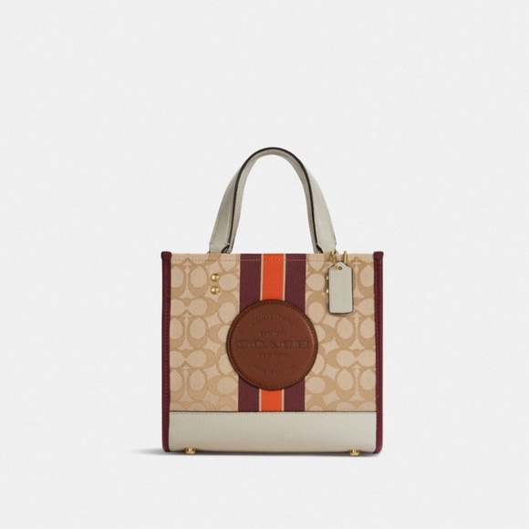 Dempsey Tote 22 In Signature Jacquard With Stripe And Coach Patch - Picture 1 of 1